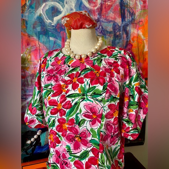 Pretty Vintage Papell Boutique Floral Country Club DesignerFashion DRESS 💐💖 14 - Picture 8 of 10